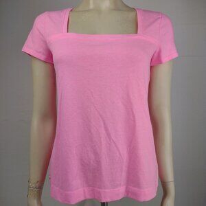 Lilly Pulitzer pink square neck short sleeve t-shirt blouse womens Small